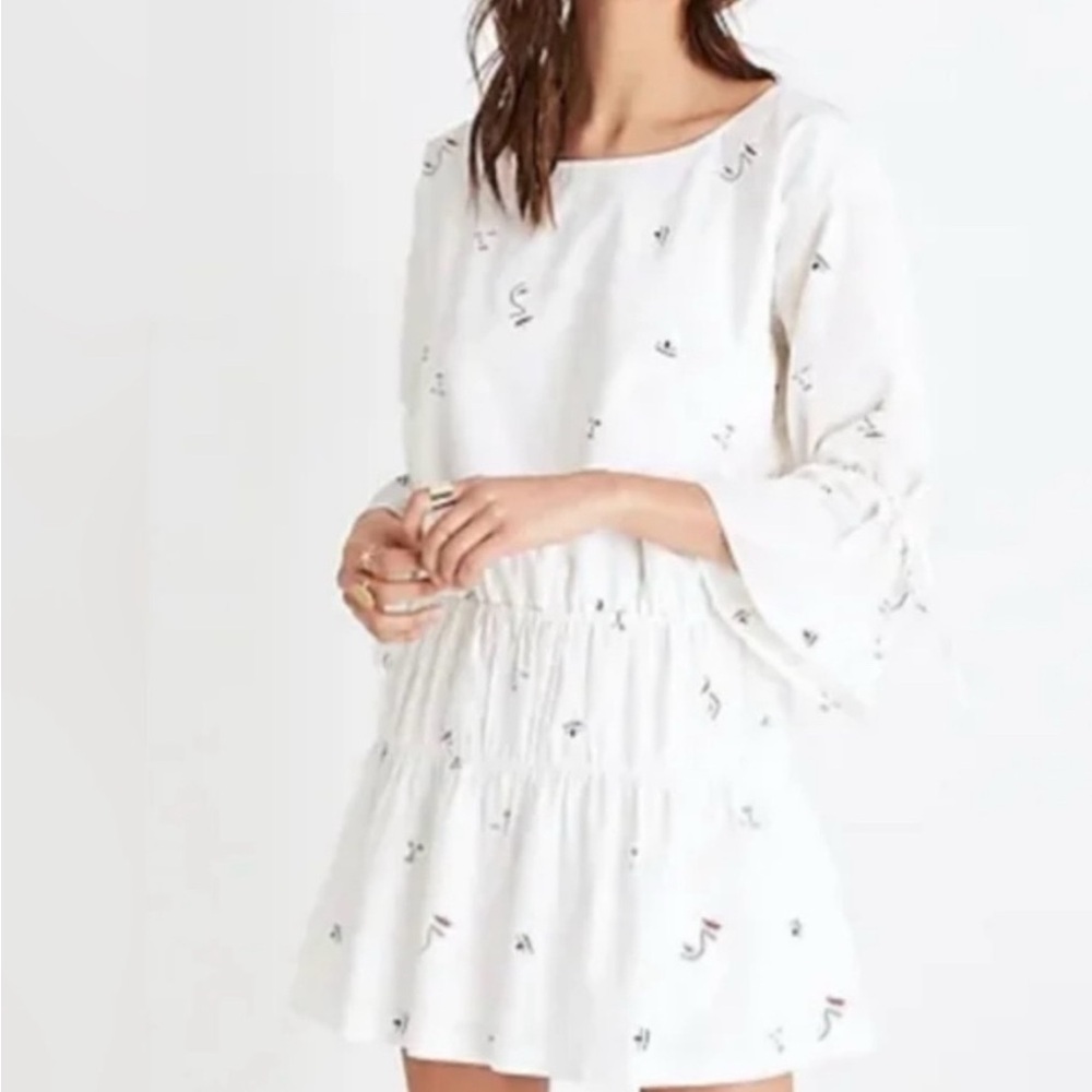 Madewell White Cream Tiered Bell Sleeve Sundress